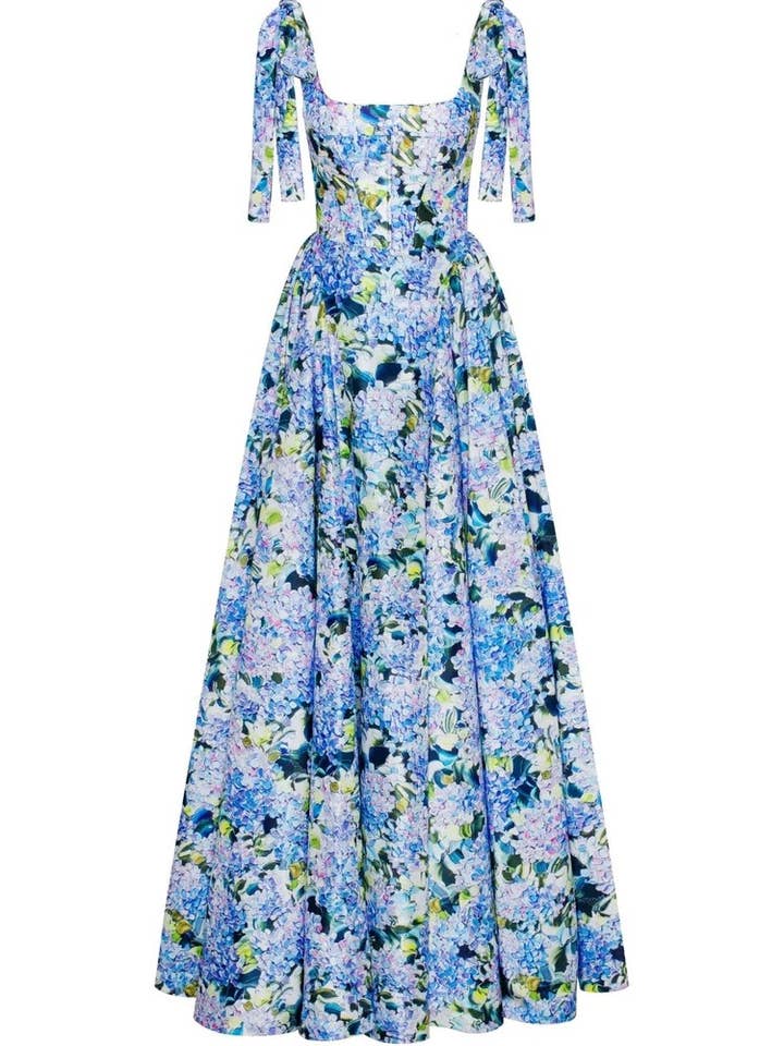 Blue SF21 Elegant Floral Off-Shoulder Evening Dress for wholesale on Faire3
