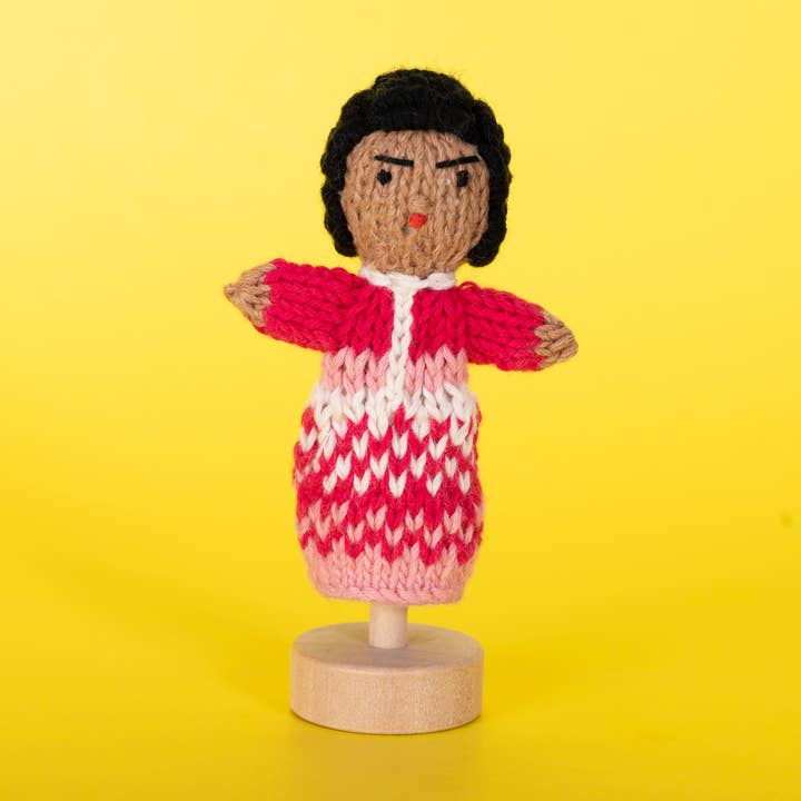 African American Girl - Organic Cotton Finger Puppet - Stocking Stuffer for wholesale by Lucuma Designs
