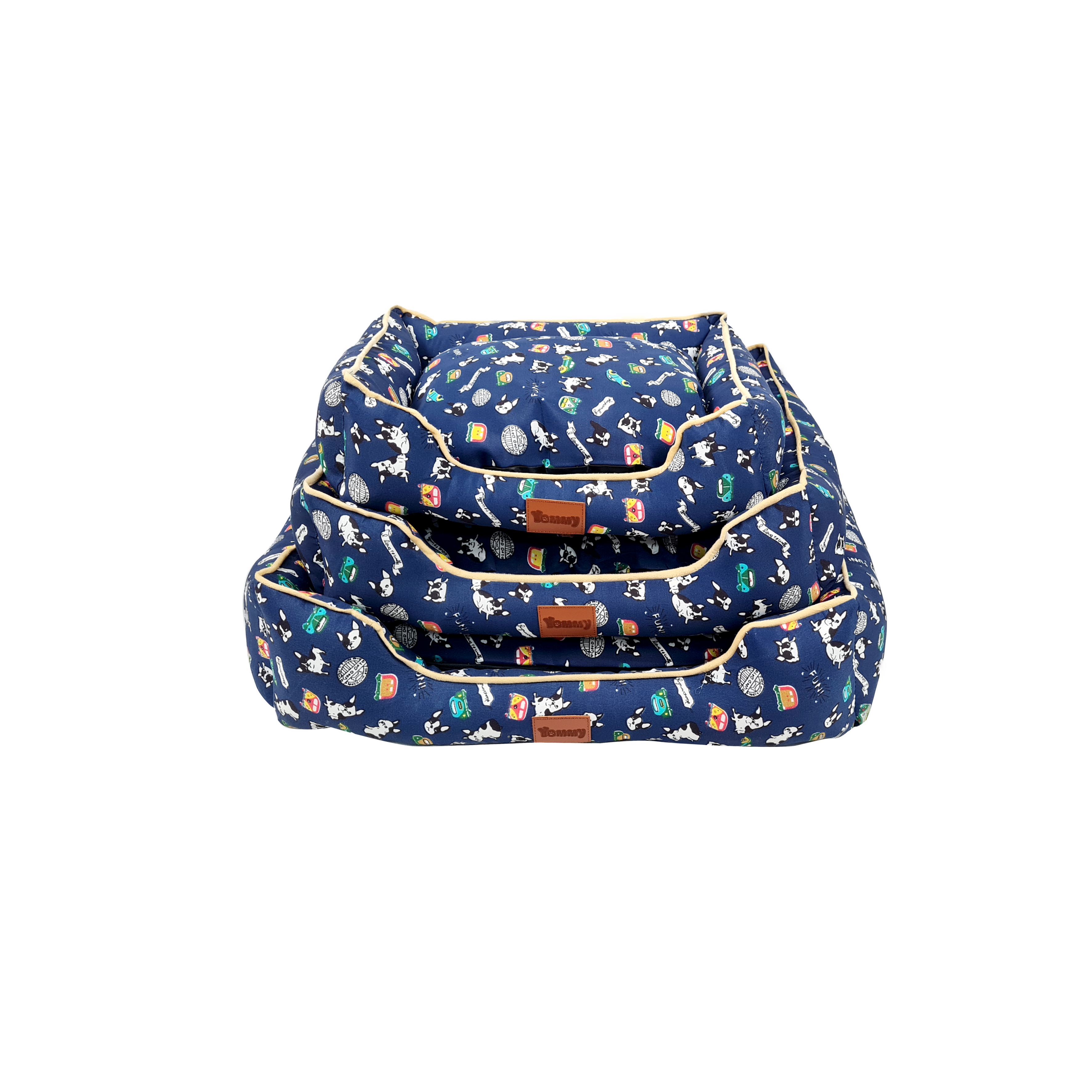 Amomi - Wholesale Pet Bed - Dog - 3 Pcs Linen Dog Bed With Cat Print (2 Colors)3