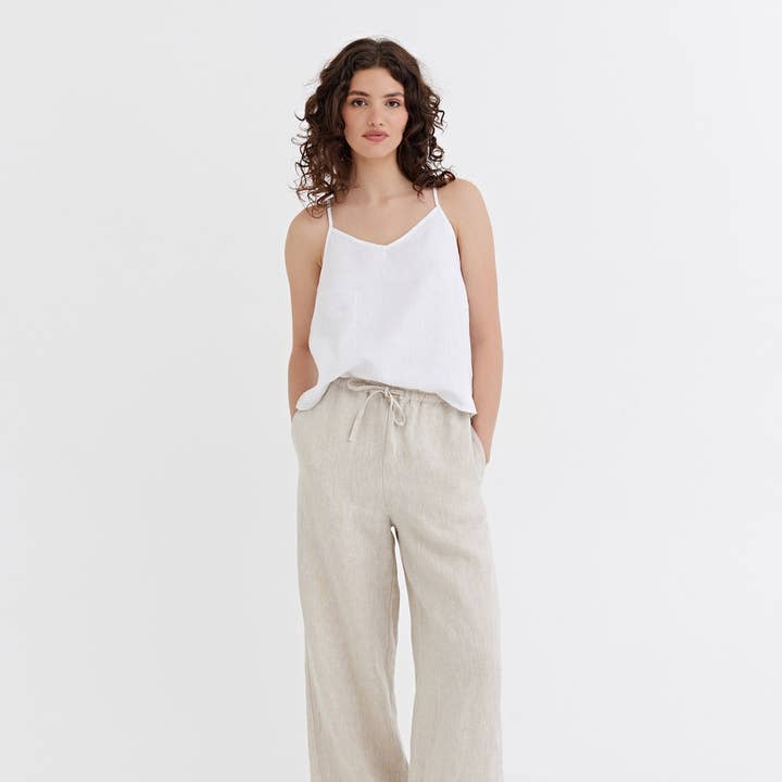 Linen Pants PEMBA in Natural melange and other Purchase Wholesale baguette linen. Free Returns & Net 60 Terms on Faire trending on Faire.