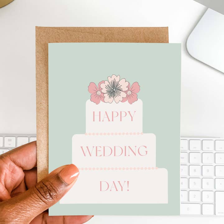 Wedding Day Cake Greeting Card for wholesale by BlĂș Rose