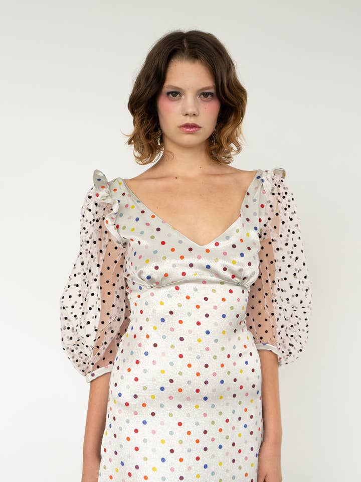 Veda Dress in Multicoloured Polka Dot for wholesale by Rightful Owner
