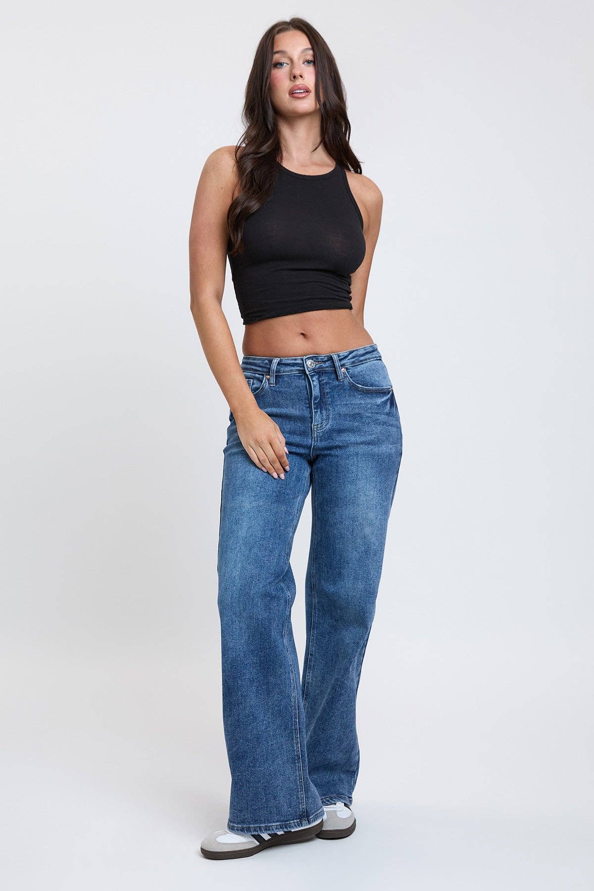 YMI - Wholesale Jeans - Dames - Luxe Bella Wijde Pijpen Jeans-P441607