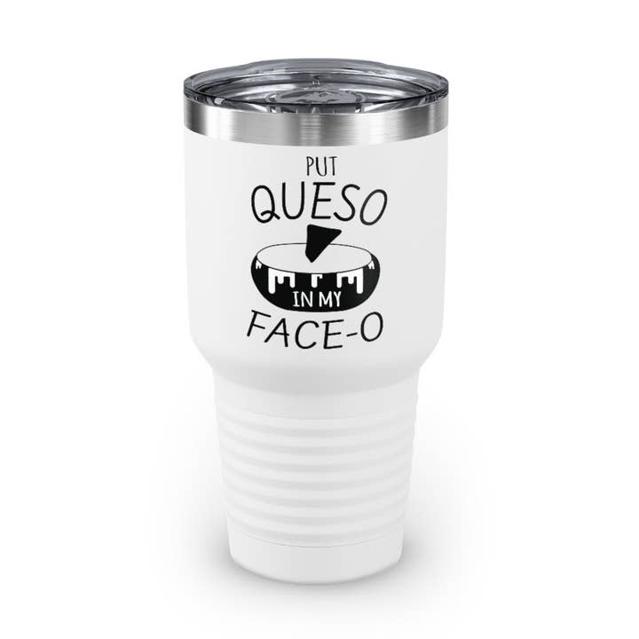 Gobelet en acier inoxydable de 30 oz, couleurs humoristiques, amateurs de queso mexicain, illustration culinaire, jeux de mots, aliments hilarants pour la vente par Teegarb LLC