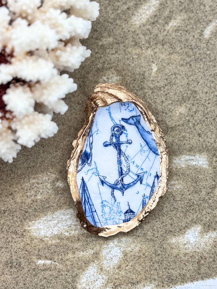Nautical Anchor Oyster Trinket Dish for wholesale by Alison Brooke Designs