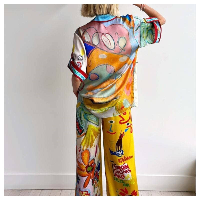 PRINTING Stylish Printed Short Sleeve Pants Set for wholesale on Faire3