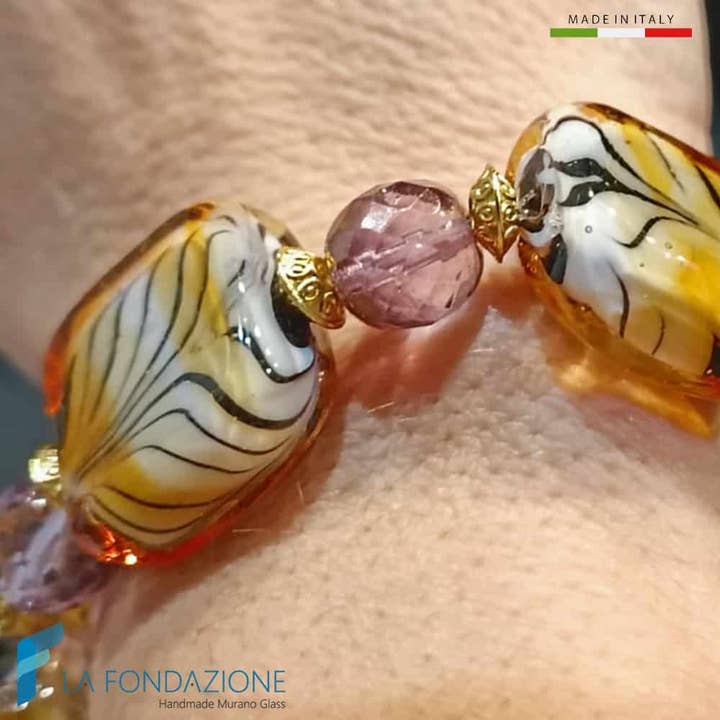 La Fondazione - Handmade Murano Glass - Wholesale Beaded Bracelet - Safari cube bracelet with aventurine in Murano glass1