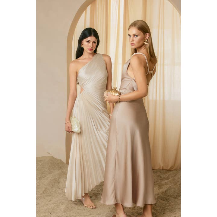 Dress Forum - Wholesale Dress - Women's - Olympia Asymmetrical Pleated Maxi Dress45