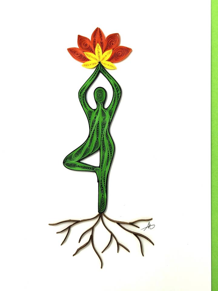 #701 Tree Pose Lotus Card for wholesale by Iconic Quilling