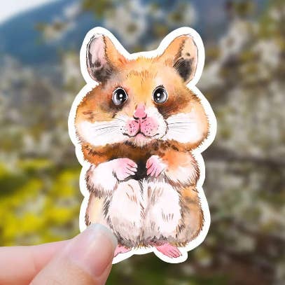 Hamster Watercolor Vinyl Sticker for wholesale by Sweet Humors
