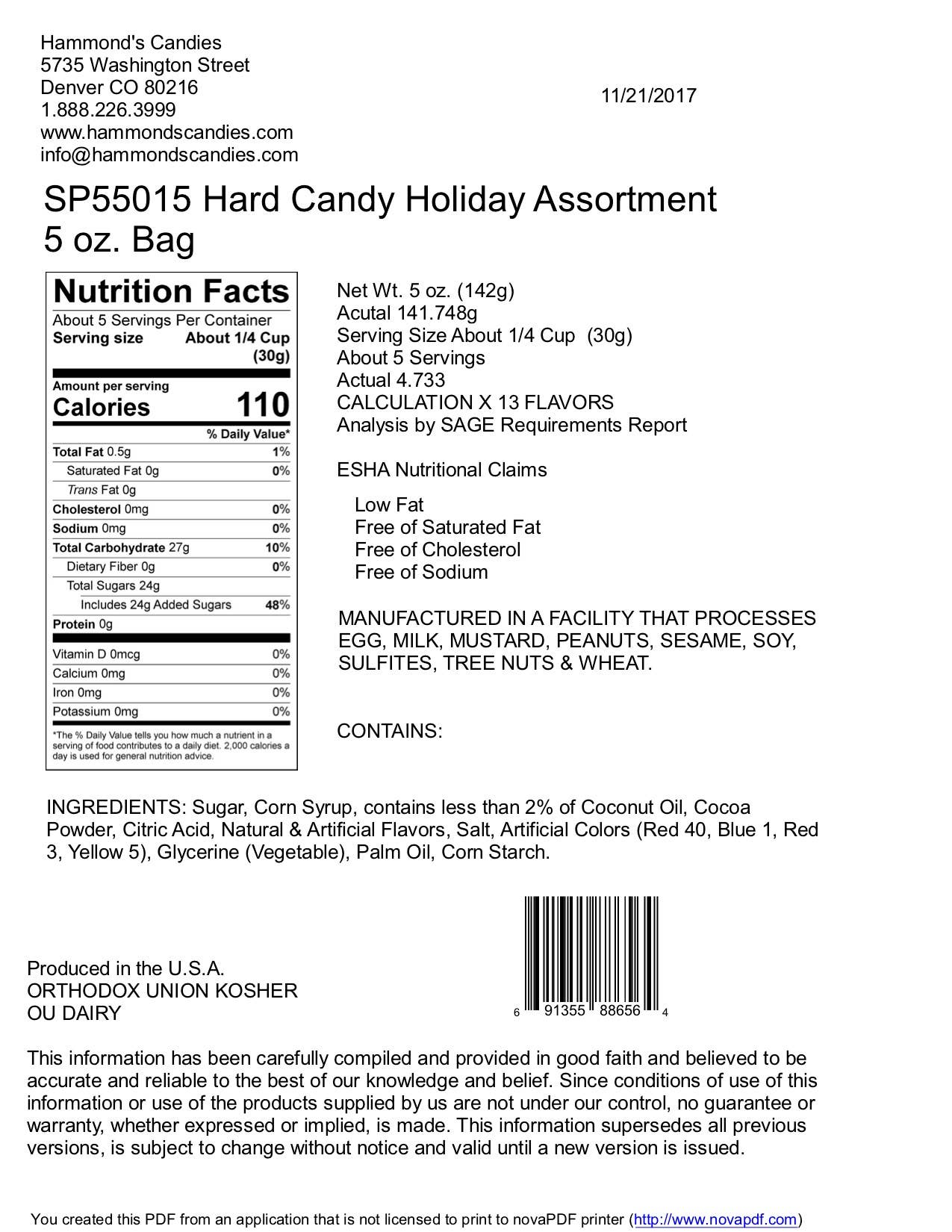 Hammond's Candies - Wholesale Hard Candy - Classic Candy - Assorted Christmas Mix - 5 oz Gift Bag1