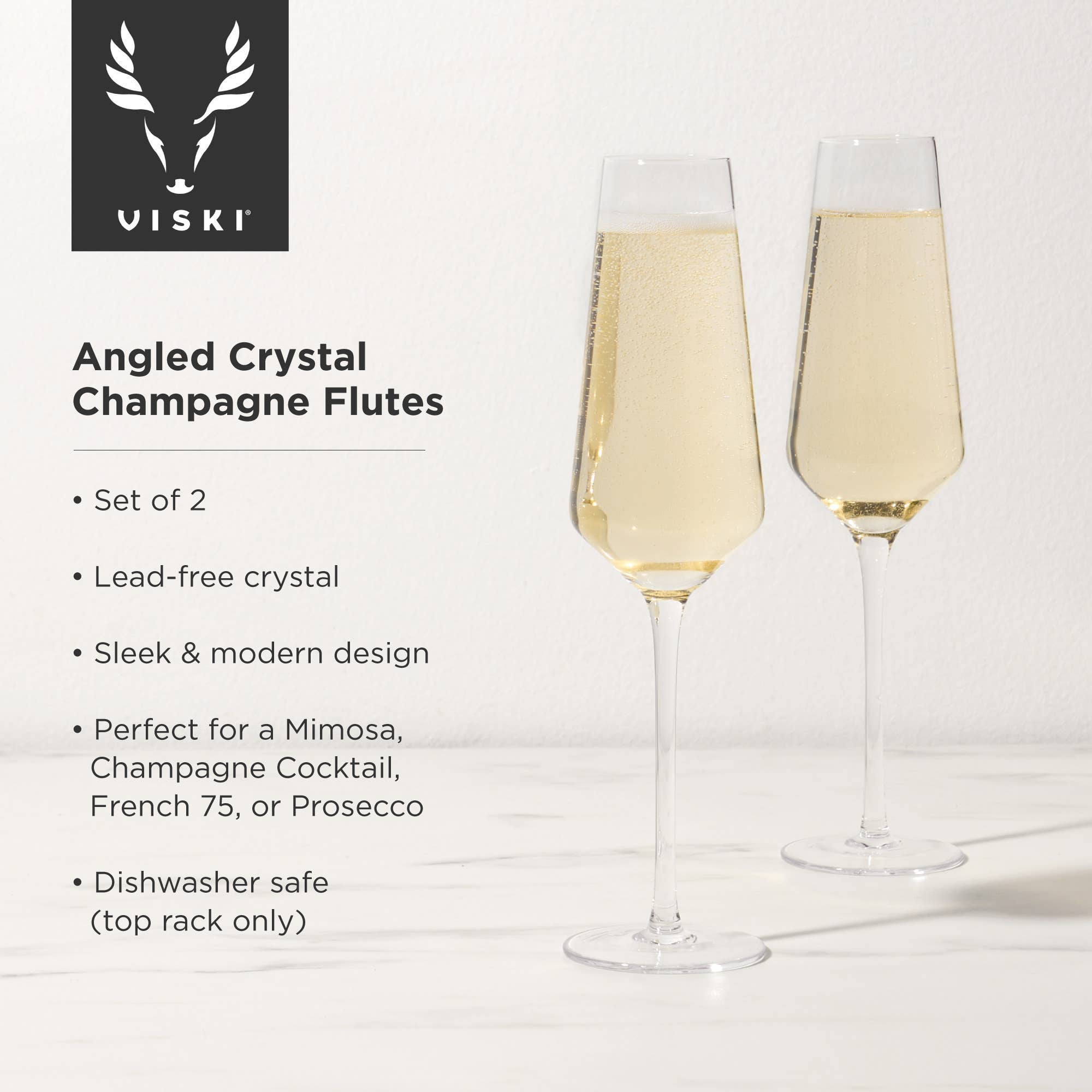 True Brands - Wholesale Champagne Flute - Raye™ Angled Crystal Champagne Flutes - Set Of 2 By Viski4