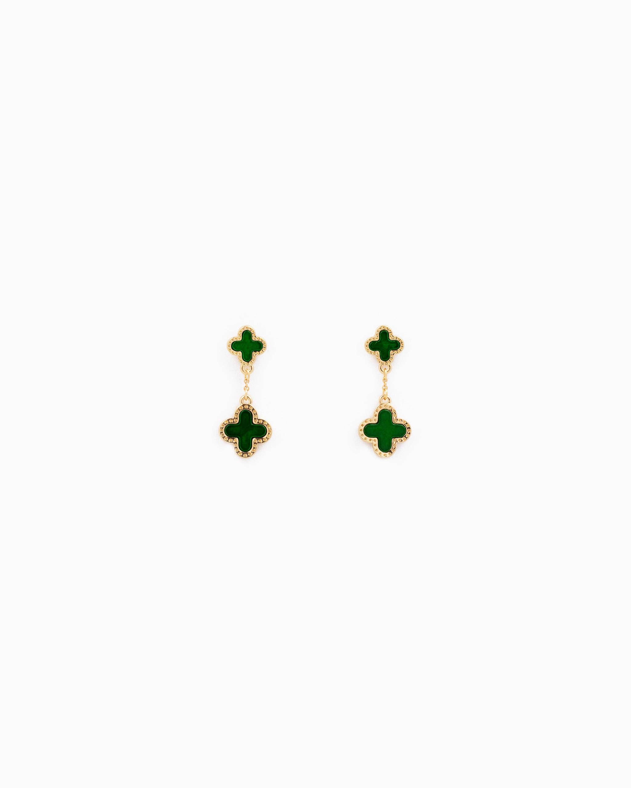 Sessori – wholesale Dangle earrings – Double MOP Clover Drop Earrings0