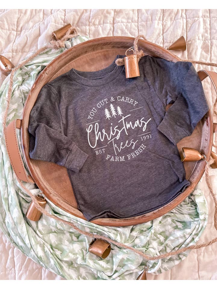 Ginger And Thread - Vente T-shirt sérigraphié – enfant - Chemise Christmas Tree Farm pour tout-petits et bébés