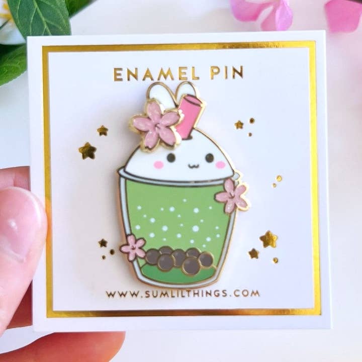 Épinglette en émail - Matcha Boba (Spinner interactif) pour la vente par SumLilThings