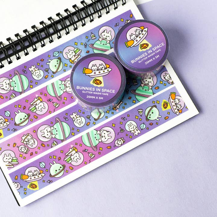 Space Bunny Glitter Washi Tape for wholesale by Robot Dance Battle