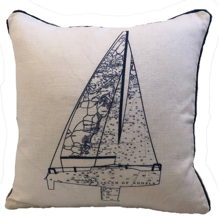 Ox Bow Decor - Wholesale Throw/Decorative Pillow - 'One of a Kind' Portsmouth, NH Nautical Chart Pillow