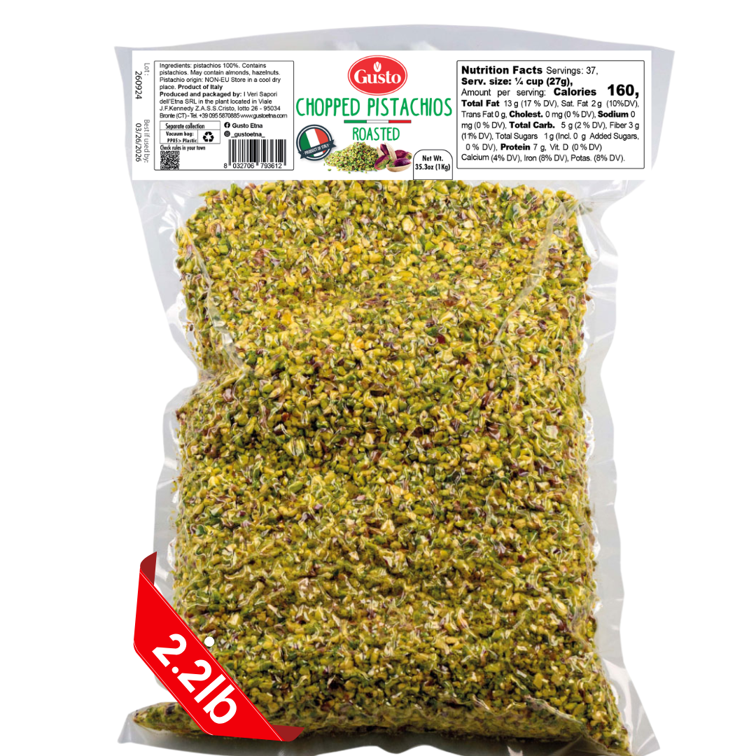 Wholesale Italian Food - Wholesale Nuts - Gusto Etna, Pistachios Roasted Chopped, 2.2 lb (1 kg)1