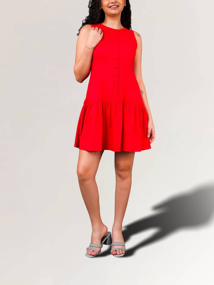 Red Cotton Mini Dress for Women for wholesale by Ariastop.com corporation
