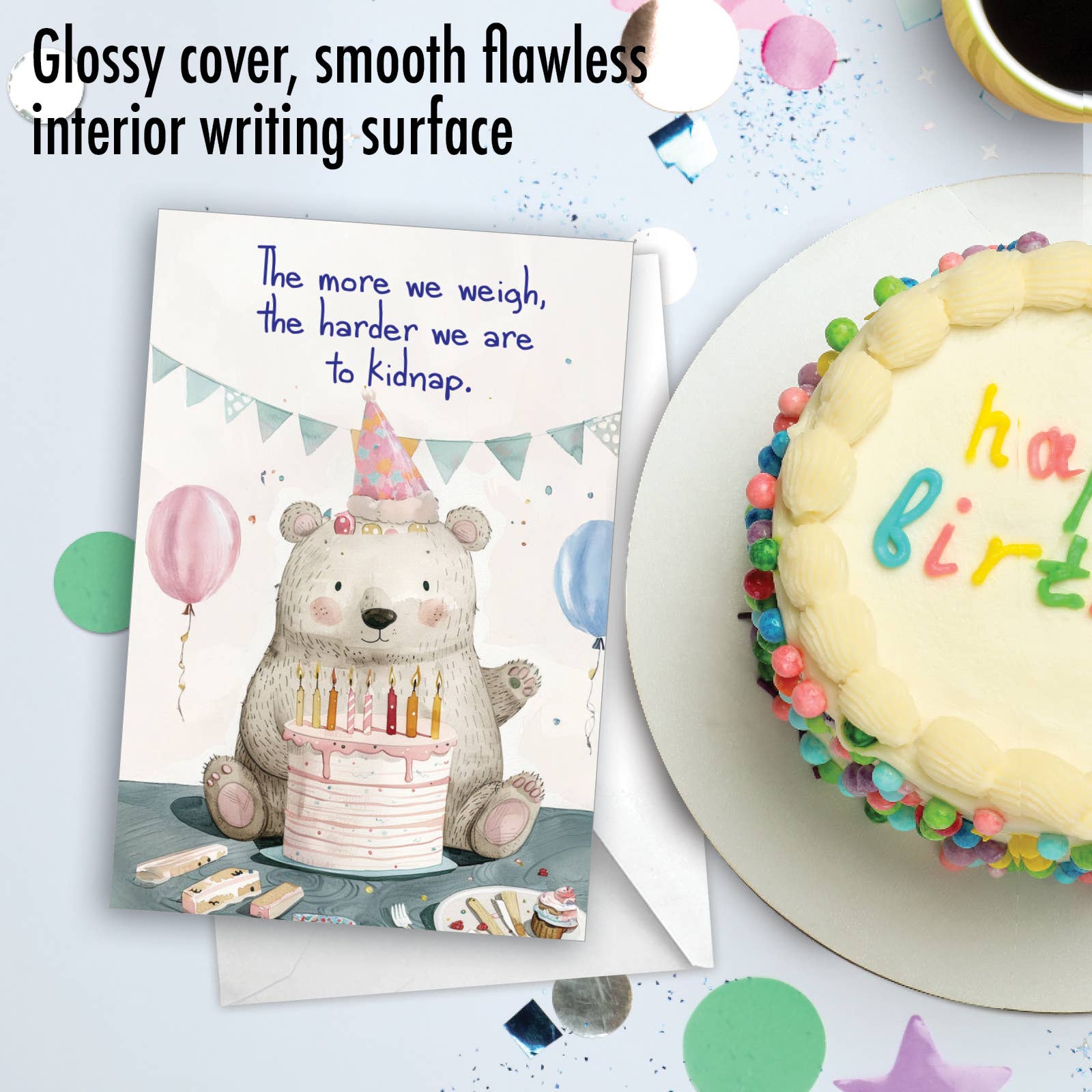 NobleWorks - Wholesale Birthday card - 1 Funny Birthday Greeting Card - Eat More Cake - NobleWorks2