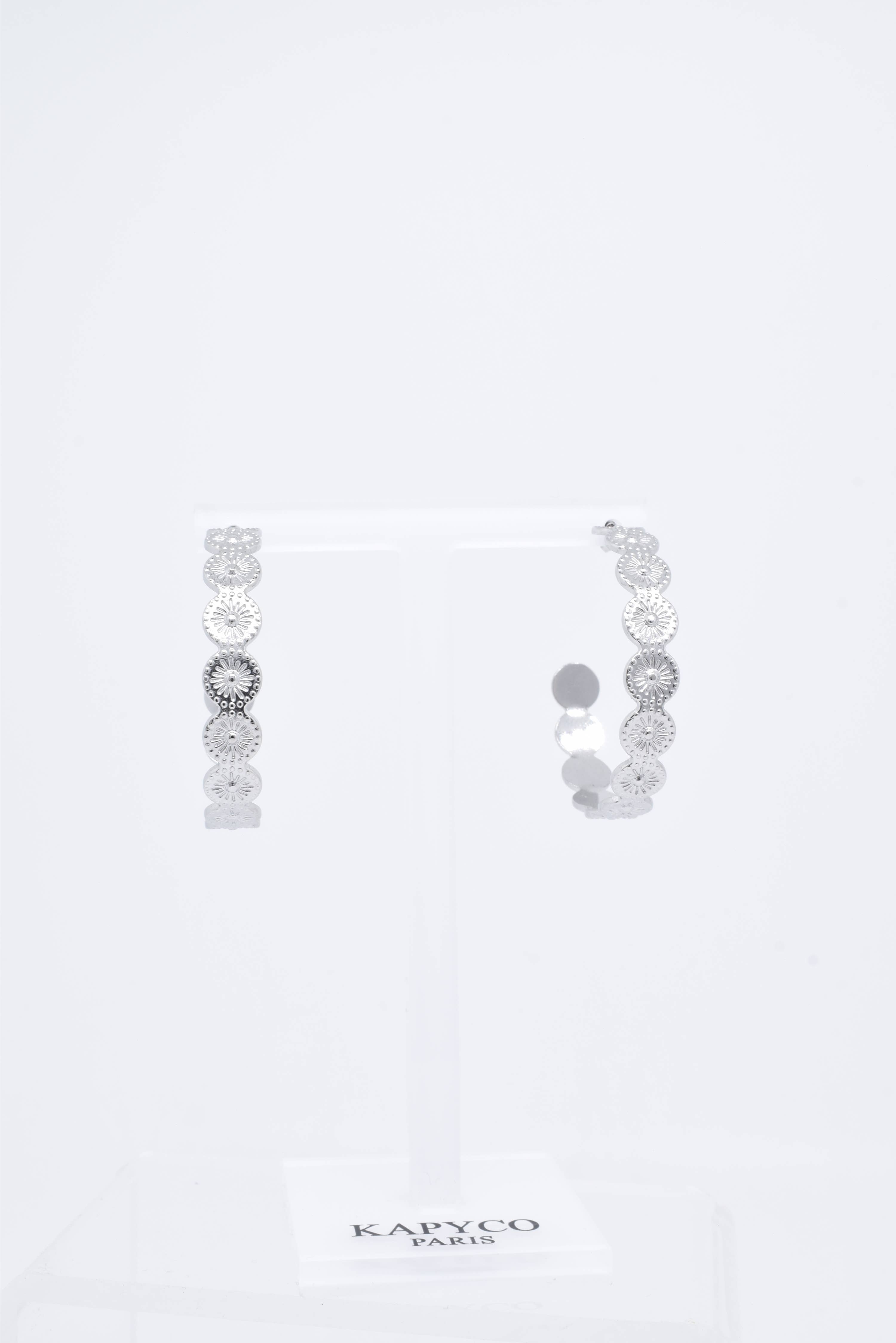 Kapyco - Vendita all'ingrosso Orecchini a cerchio - Orecchini in acciaio inox color argento o oro, diametro 39 mm4