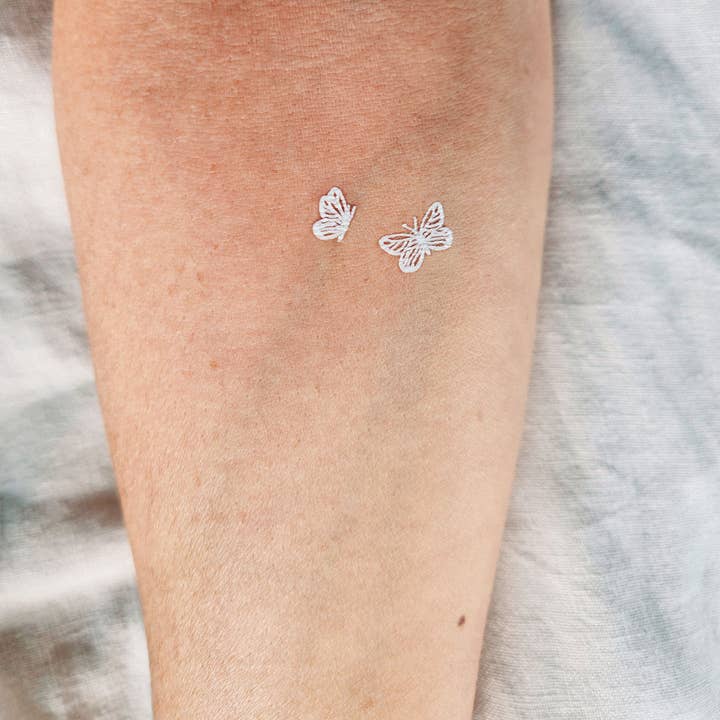 encredelicate - Wholesale Tijdelijke tattoo - tijdelijke tattoo kleine witte vlinders (4 sets van 2)1