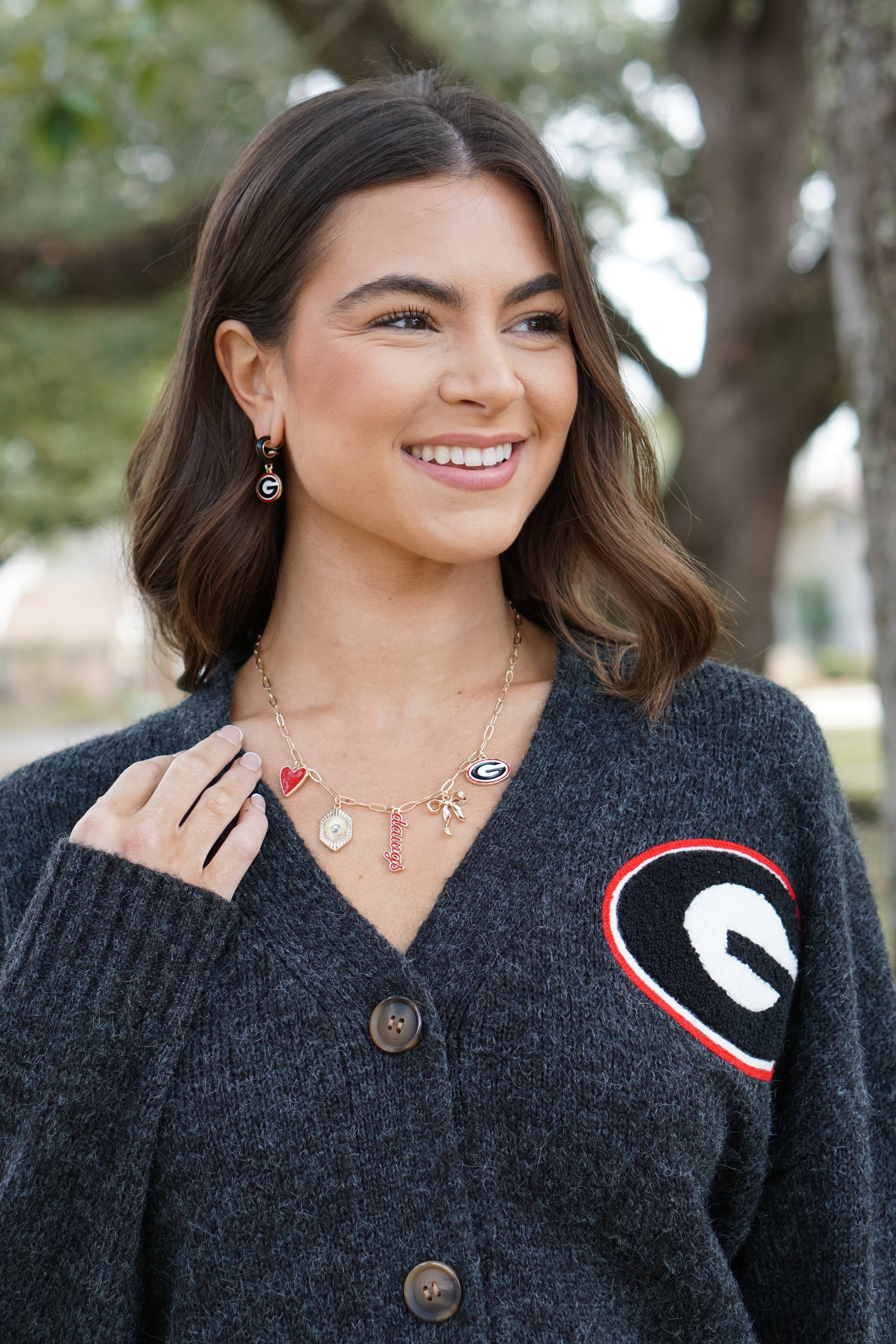 Canvas Style - Wholesale Pendant/Charm Necklace - Georgia Bulldogs Paper Clip Charm Collector Necklace1