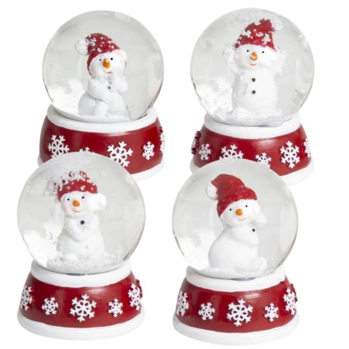 Schneekugelhaus - Wholesale Snow globe - Mini snow globes snowman with red and white base
