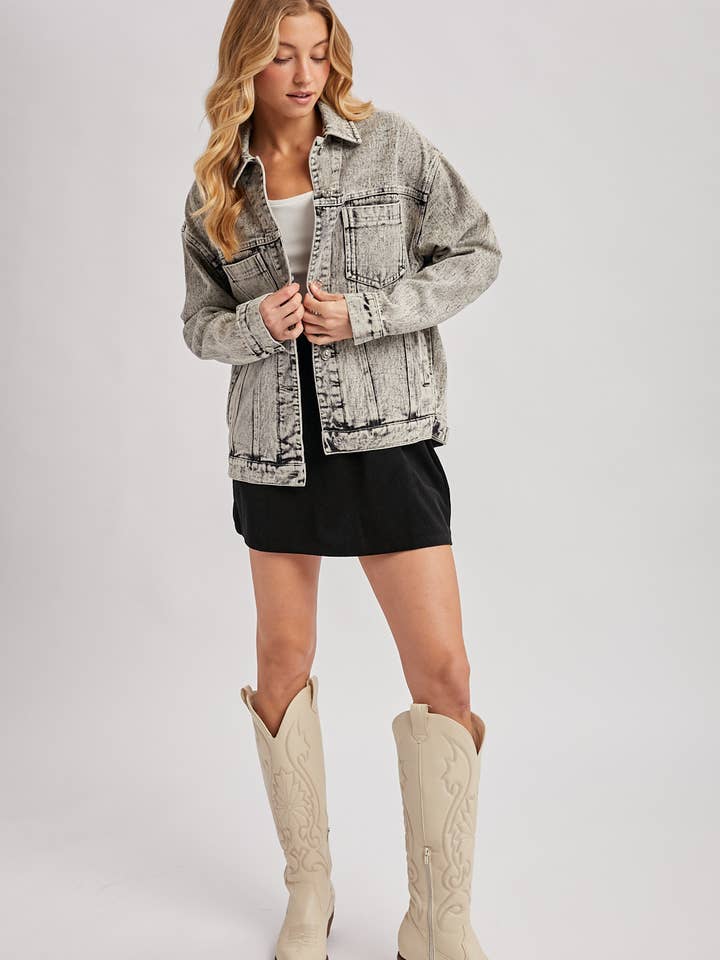 Bluivy - Venta al por mayor Cazadora vaquera - Mujer - Chaqueta oversized de mezclilla con botones17