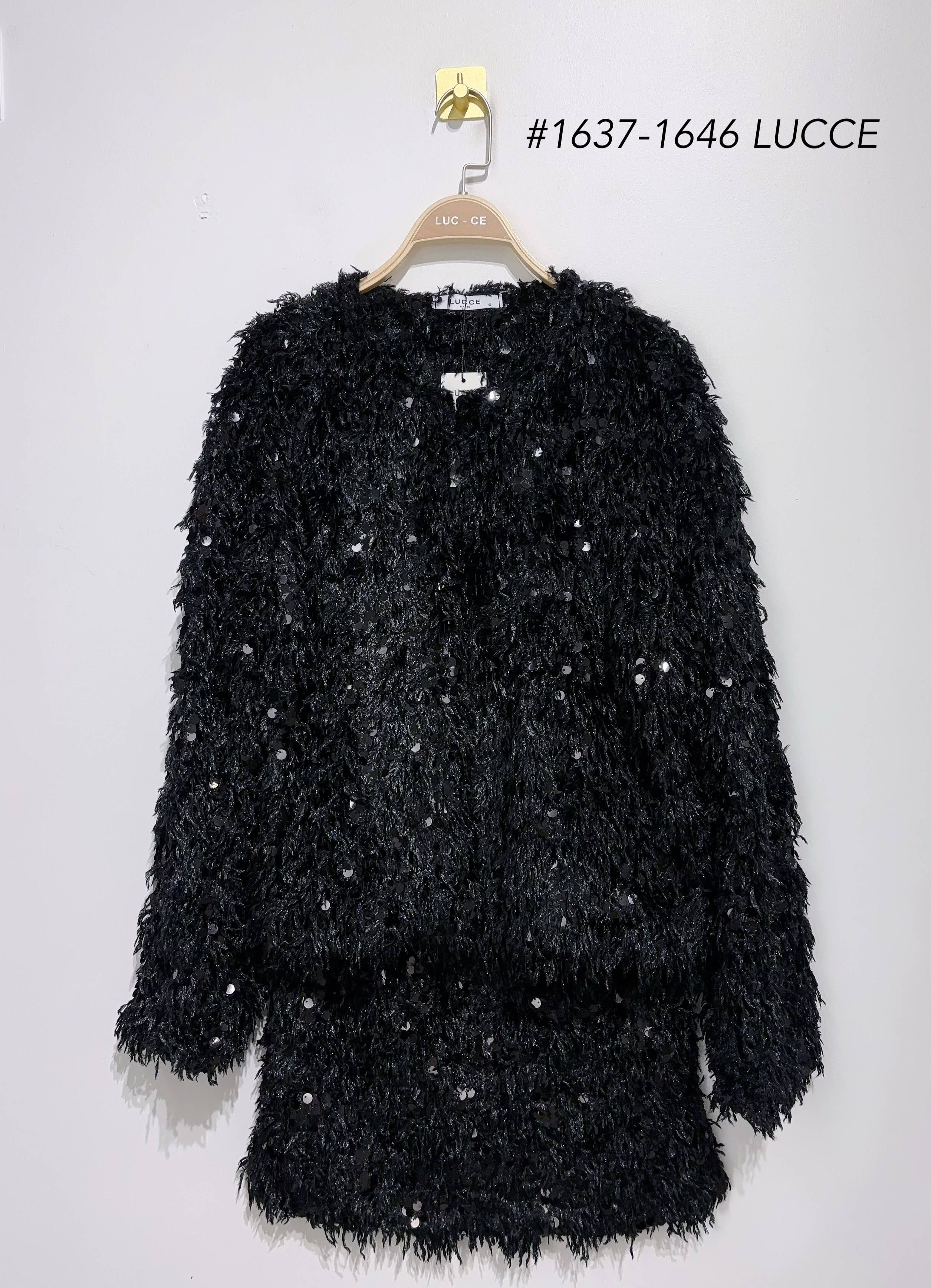 LUCCE - Venta al por mayor Falda - Mujer - Conjunto de chaqueta y falda con plumas y lentejuelas - 1637-16466