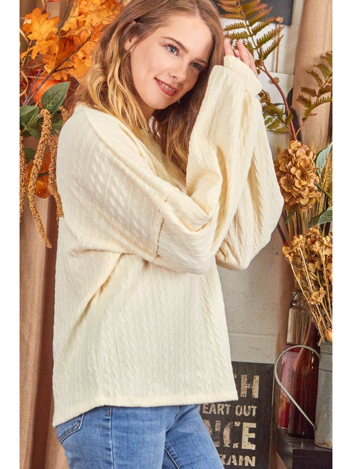 P.S Kate - Wholesale Knit Top - Women's - Textured sweater knit top (P17658)