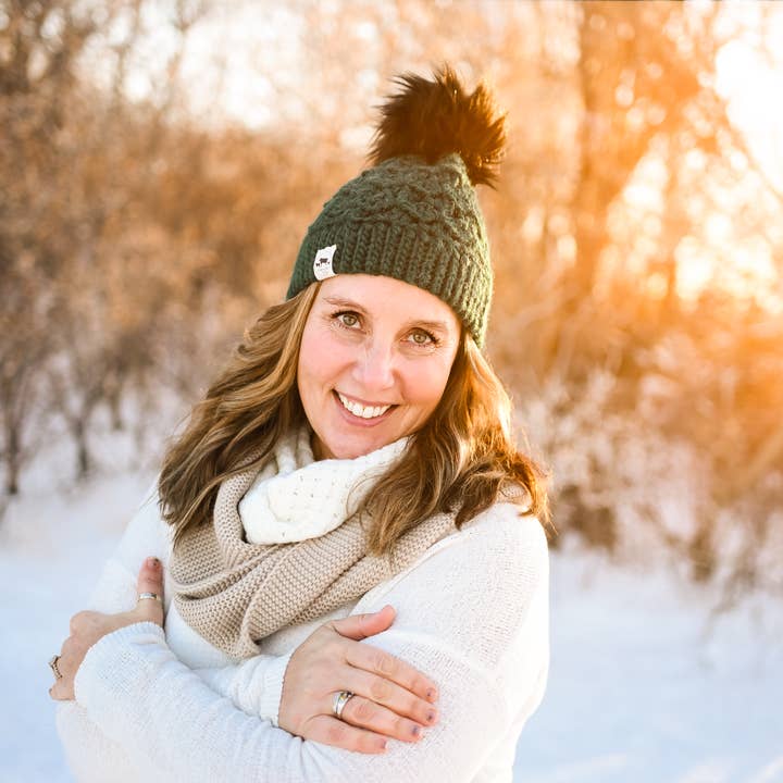 Evergreen Alpaca Blend Wool Crochet Hat with Pom for wholesale by A Farm Girl by Tess