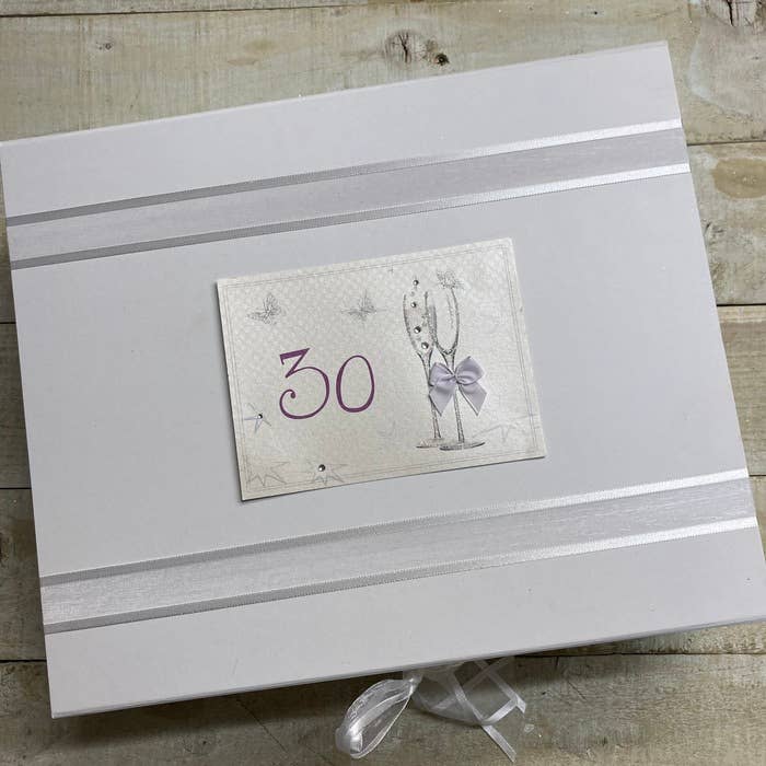 White Cotton Cards – wholesale Photo album – Birthday Gifts - Silver Flutes with Purple (FLB)4