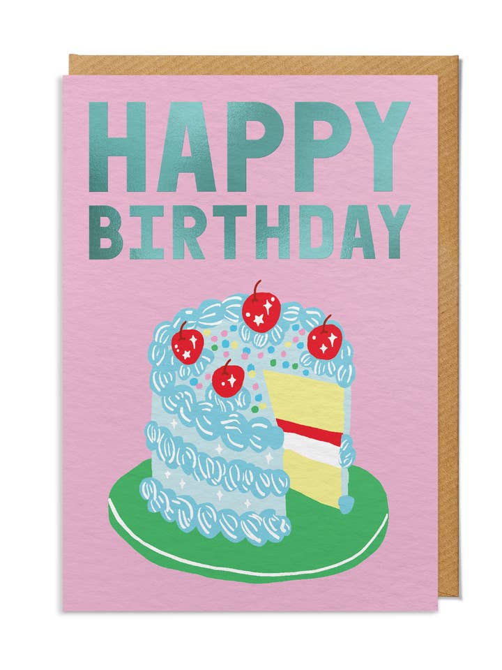 Birthday Card — "Happy Birthday" Delicious Cake Illustration for wholesale by SANDERS DE ROEPER