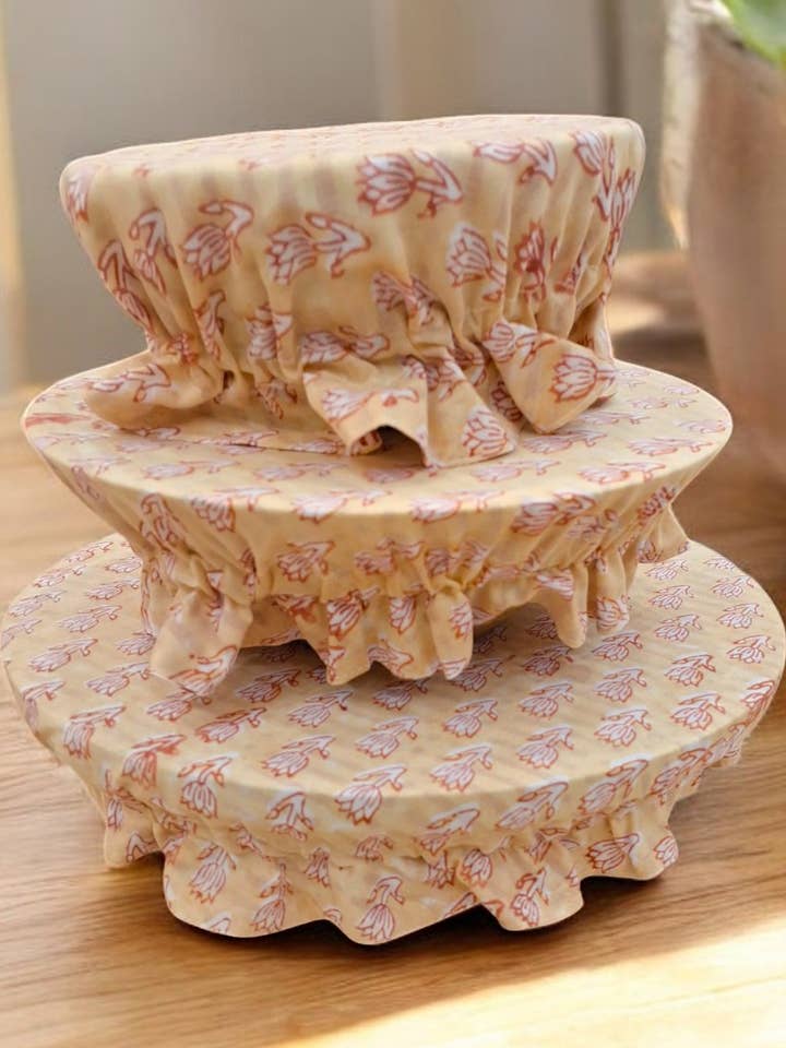 Hand Block Printed Cotton Bowl Covers | Floral Kitchen Gift for wholesale by Eyda Homes