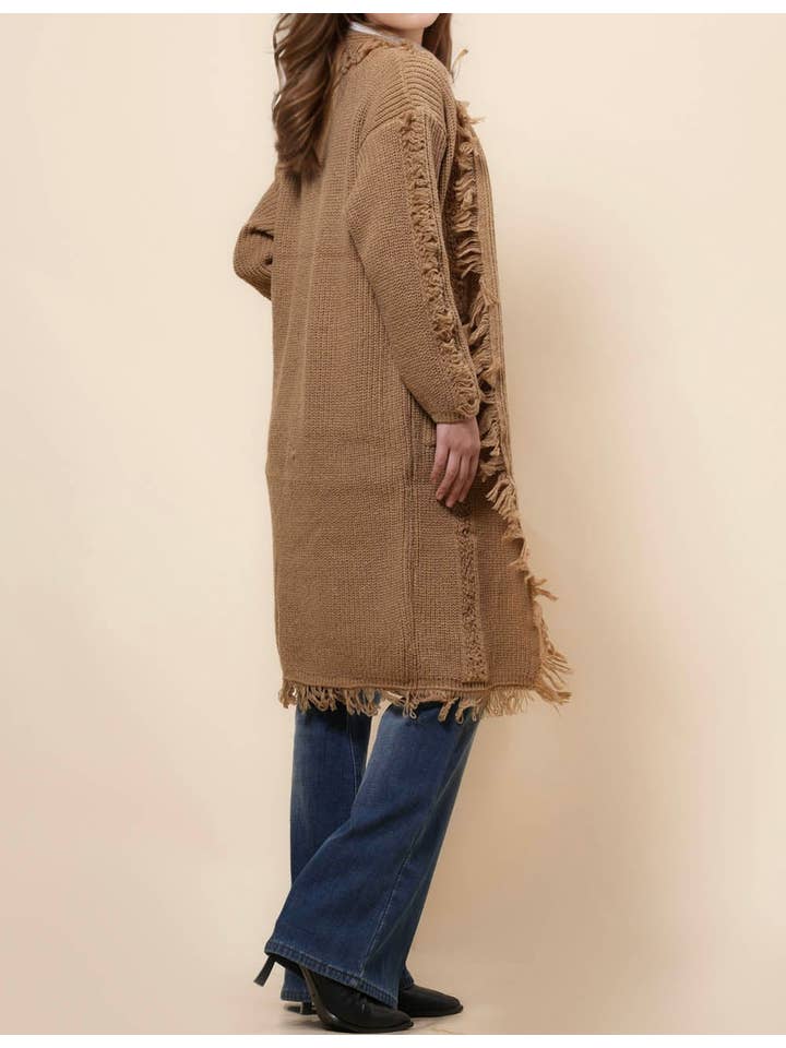 Sweetkama – wholesale Cardigan – Women’s – Ladies Solid Color Tassels Open Front Cardigan SKT410885