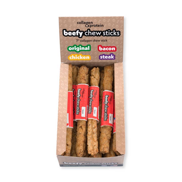 Beefy Collagen Sticks - Bacon for wholesale by Frankly Pet