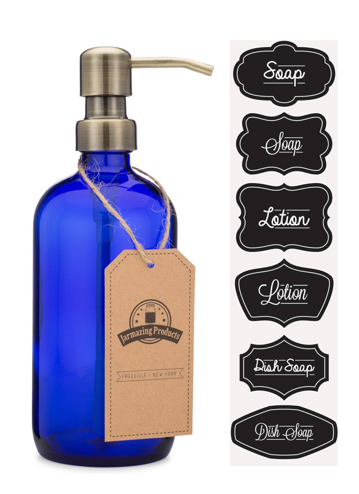 Jarmazing Products - Wholesale Soap Dispenser - Cobalt Glass 16oz Bottle Soap and Lotion Dispenser2