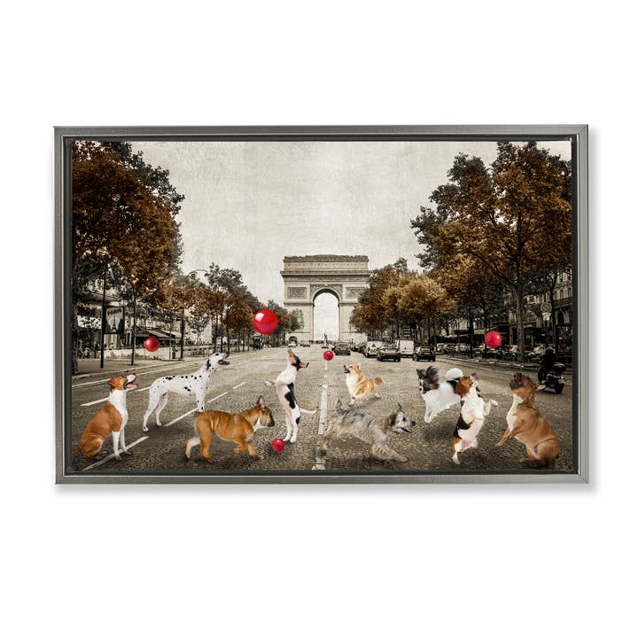 Stupell Industries - Wholesale Wall Sign - Dogs Playing Among Architecture - Framed Wall Art25