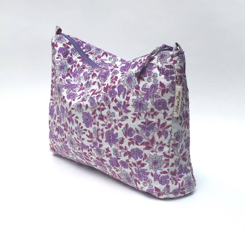 Mehera Shaw – wholesale Make-up/cosmetic bag – Cosmetics Bag - Compact - Quilted Hand Block Print Cotton16