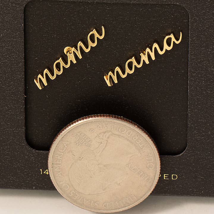 Fame Accessories - Wholesale Stud/Post Earrings - Secret Box Handwritten Mama Stud Earrings