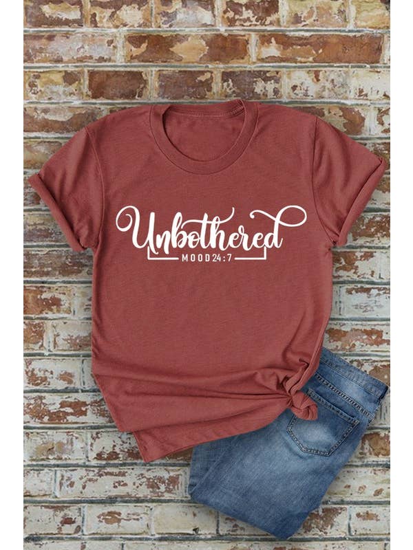Top Avenue - Wholesale Screen Printed T-Shirt - Women's - Unbothered, Mood 24:7, Unisex Round Neck T-Shirt1