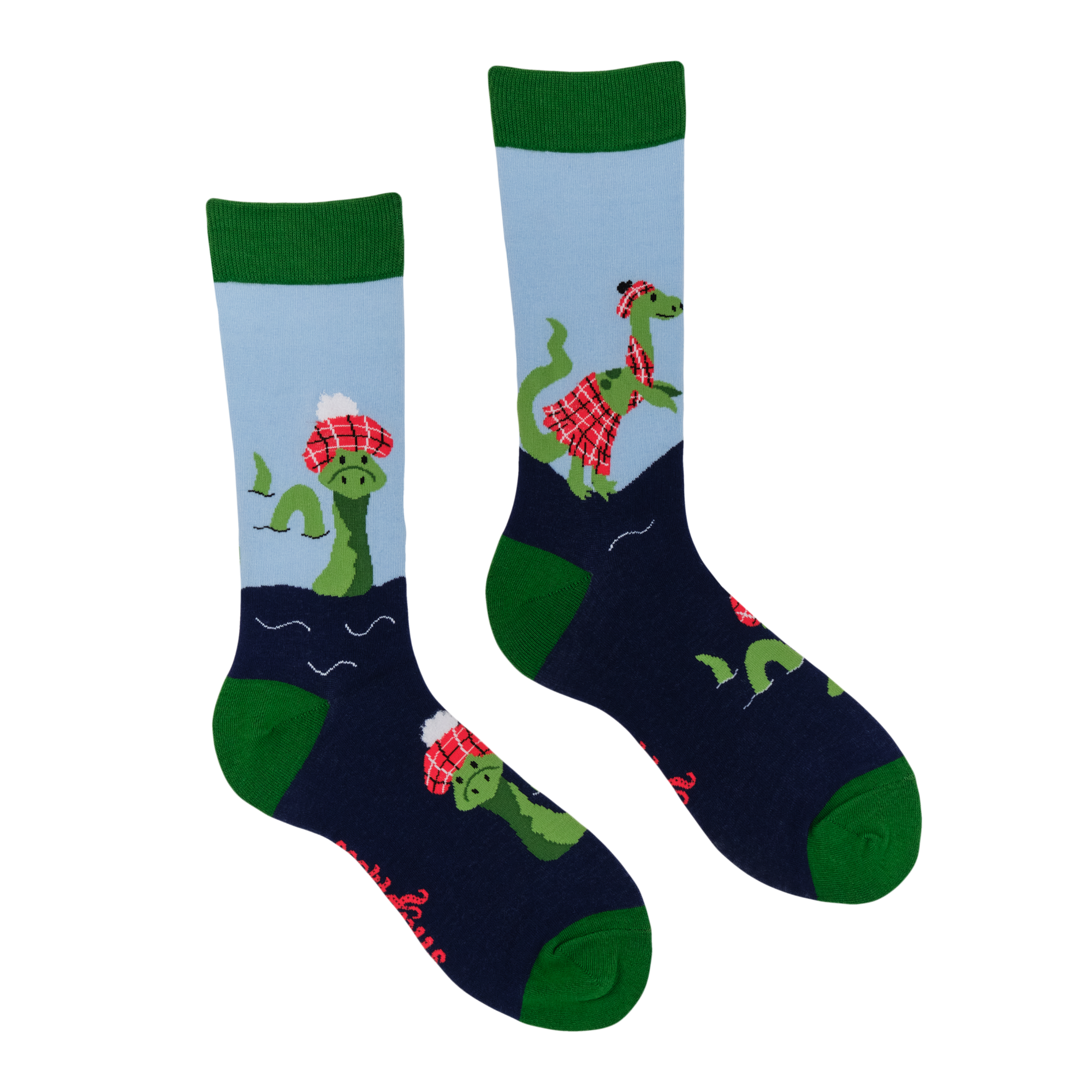 BLUE Loch Ness Monster Socks - Nessie for wholesale on Faire1