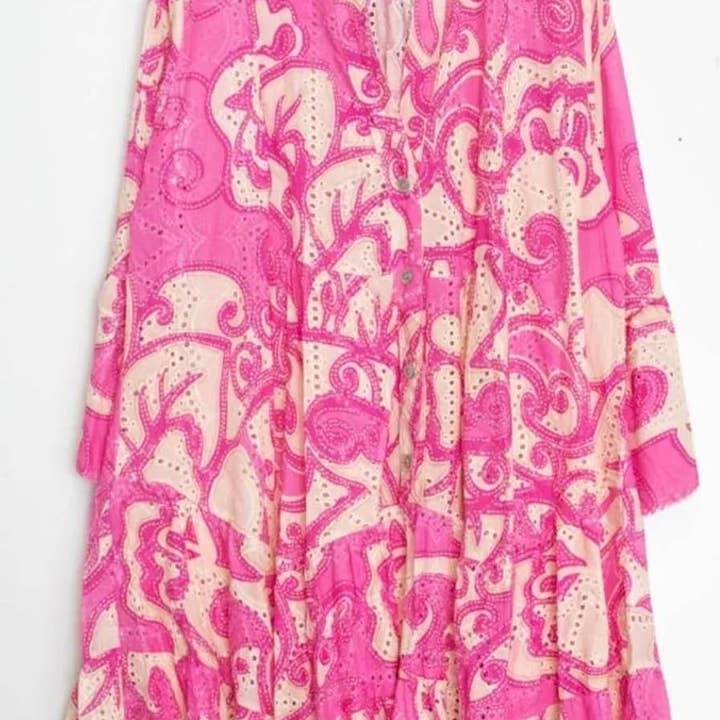 98EMB Cotton Pink Fuchsia English Eyelet Dress Cover Up for wholesale by LOOWIE