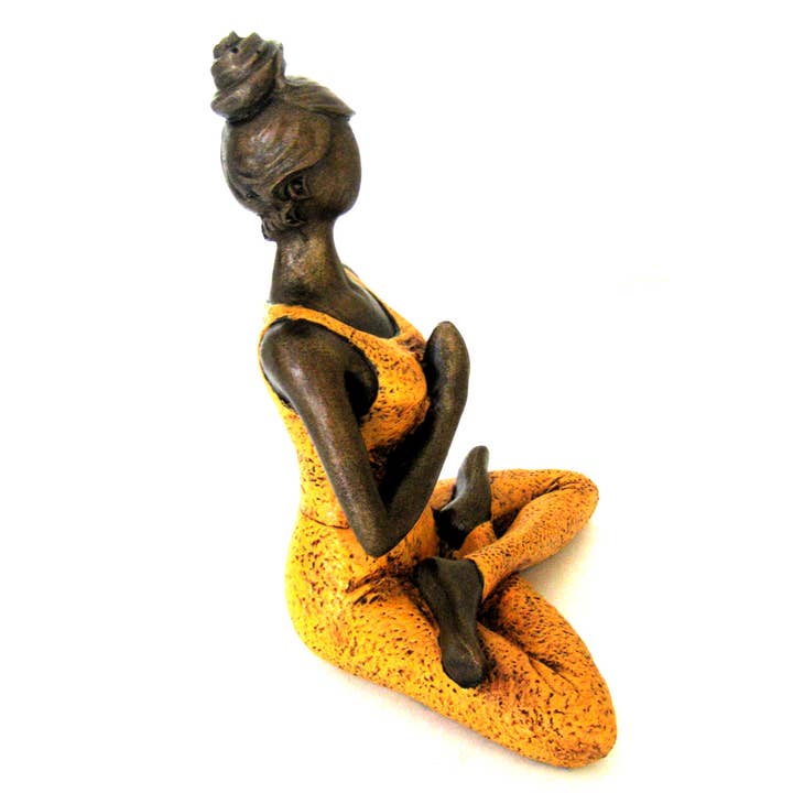OMA - Eclectic Home - Wholesale Sculpture - Yoga Lady Statue Meditating Peace Harmony Statue Handpainted