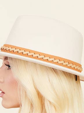Braided Faux Leather Strap Fedora Fashion Hat for wholesale by Love and Thyme