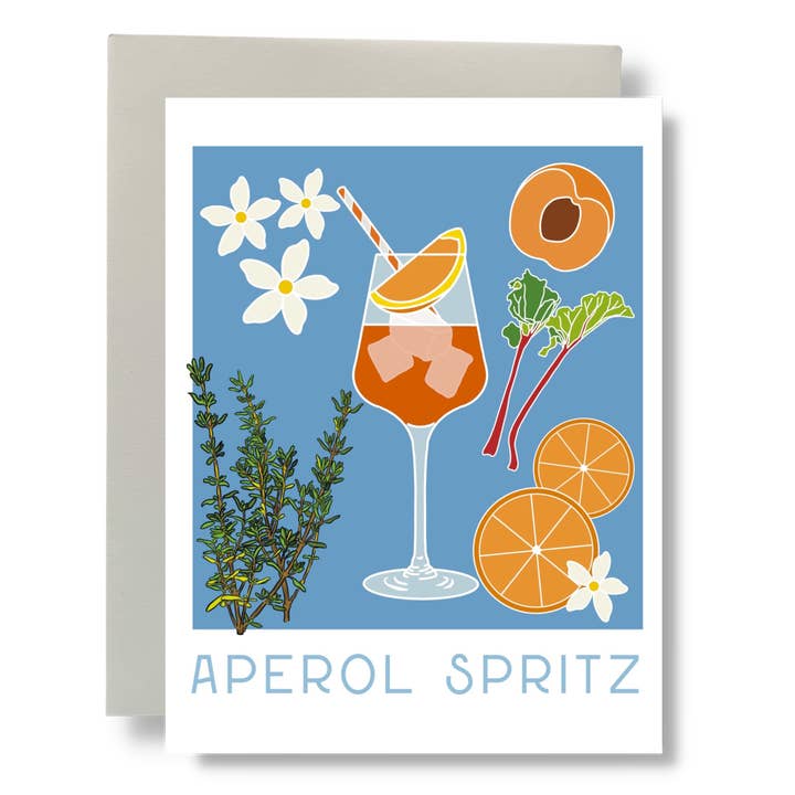 Aperol Spritz Greeting Card for wholesale by Bean Horse Car Designs