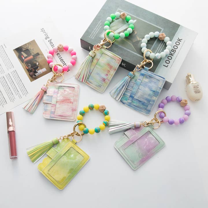 Sparkle Being - Wholesale Keychain Bracelet - Silicone Wristlet - Glitter Wallet Keychain Bangle (Star)
