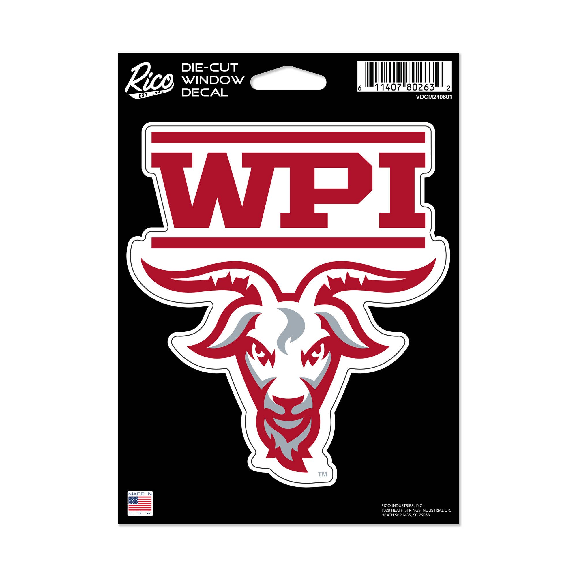 Rico Industries - Wholesale Car Decorative Charm - Unisex - NCAA Worcester Poly Engineers Medium Die Cut Decal