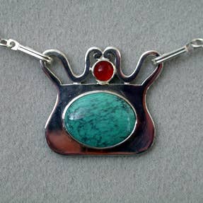 Colar em prata de lei turquesa por atacado de Tidepool
